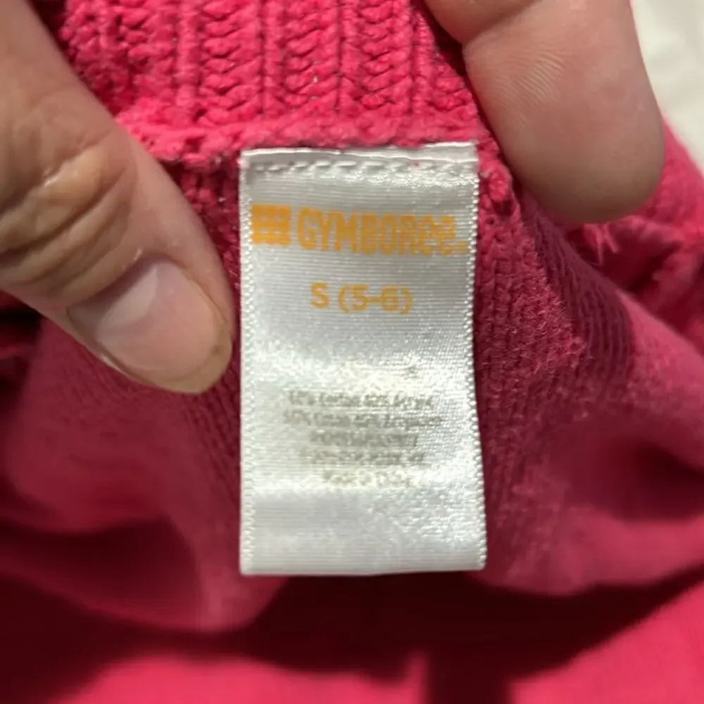 Gymboree S 5/6 hot pink chunky cable knit cardigan bright flower buttons euc